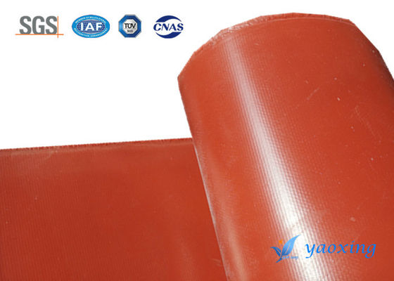 Vải sợi thủy tinh tráng silicone màu đỏ cho các công trình phòng cháy
