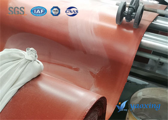 Vải sợi thủy tinh tráng silicone màu đỏ cho các công trình phòng cháy